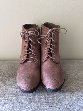 TOP Moda Brown Lace-Up Suede Ankle Boots